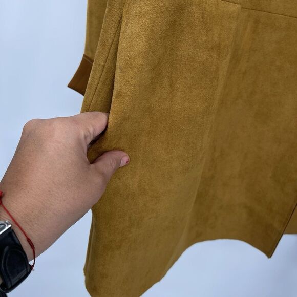 Mystique Women's Mustard Yellow Suede Open Front Drape Jacket Size‎ L - Picture 5 of 8